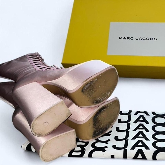 Satin Marc Jacobs Kiki Pink Platform Boots - Picture 6 of 7